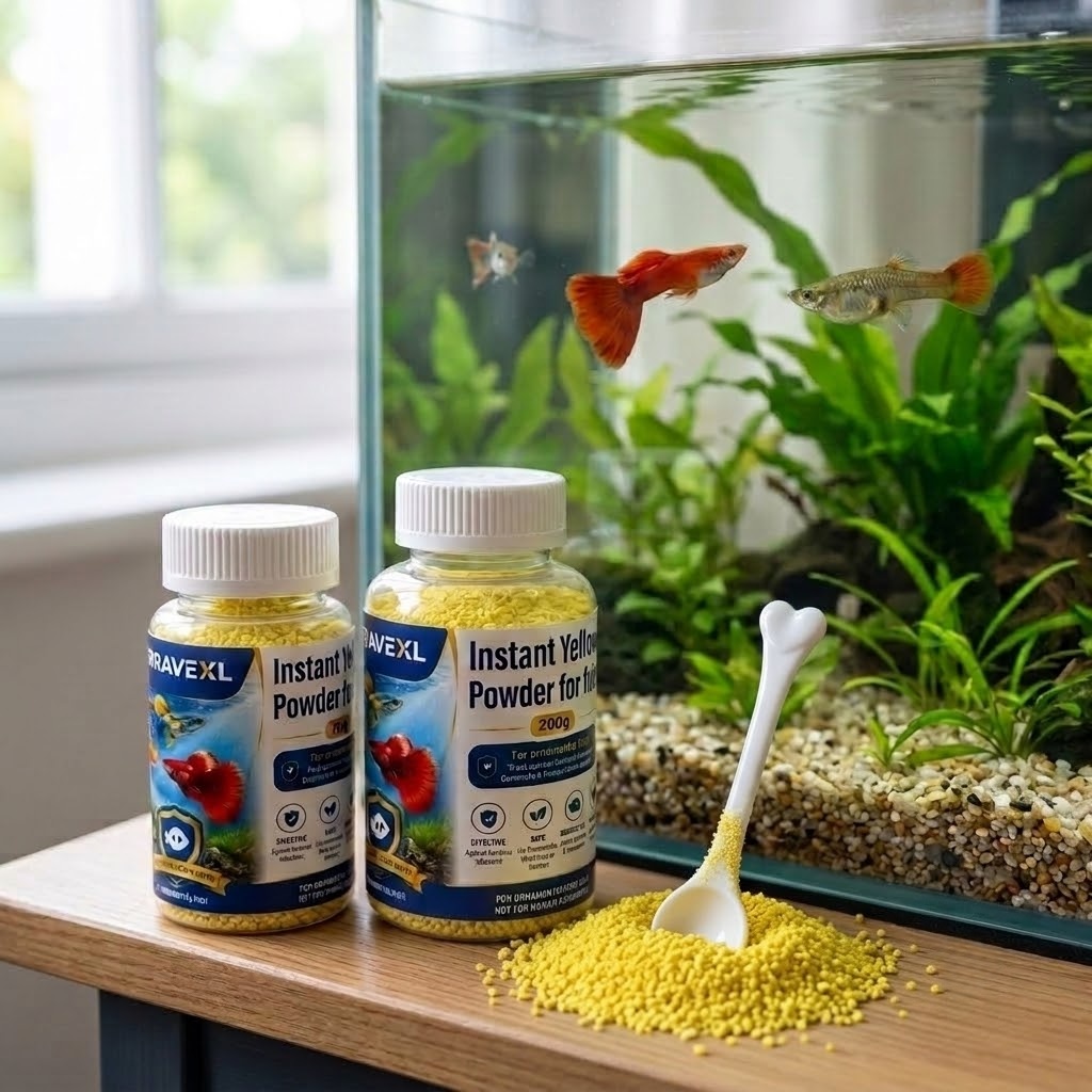 Seaweed Snack - 魚の一般的な細菌性問題用オールインワンインスタントイエローパウダー - 80gと200gのオプション、無料の計量スコップとジャー付き