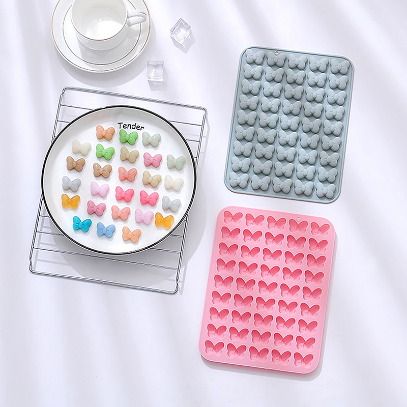 Gummy Candy - 焦げ付き防止シリコンボウグミキャンディーモールド、バタフライタイ、DIYガム、チョコレートゼリーアイストレイ、45キャビティ、1個