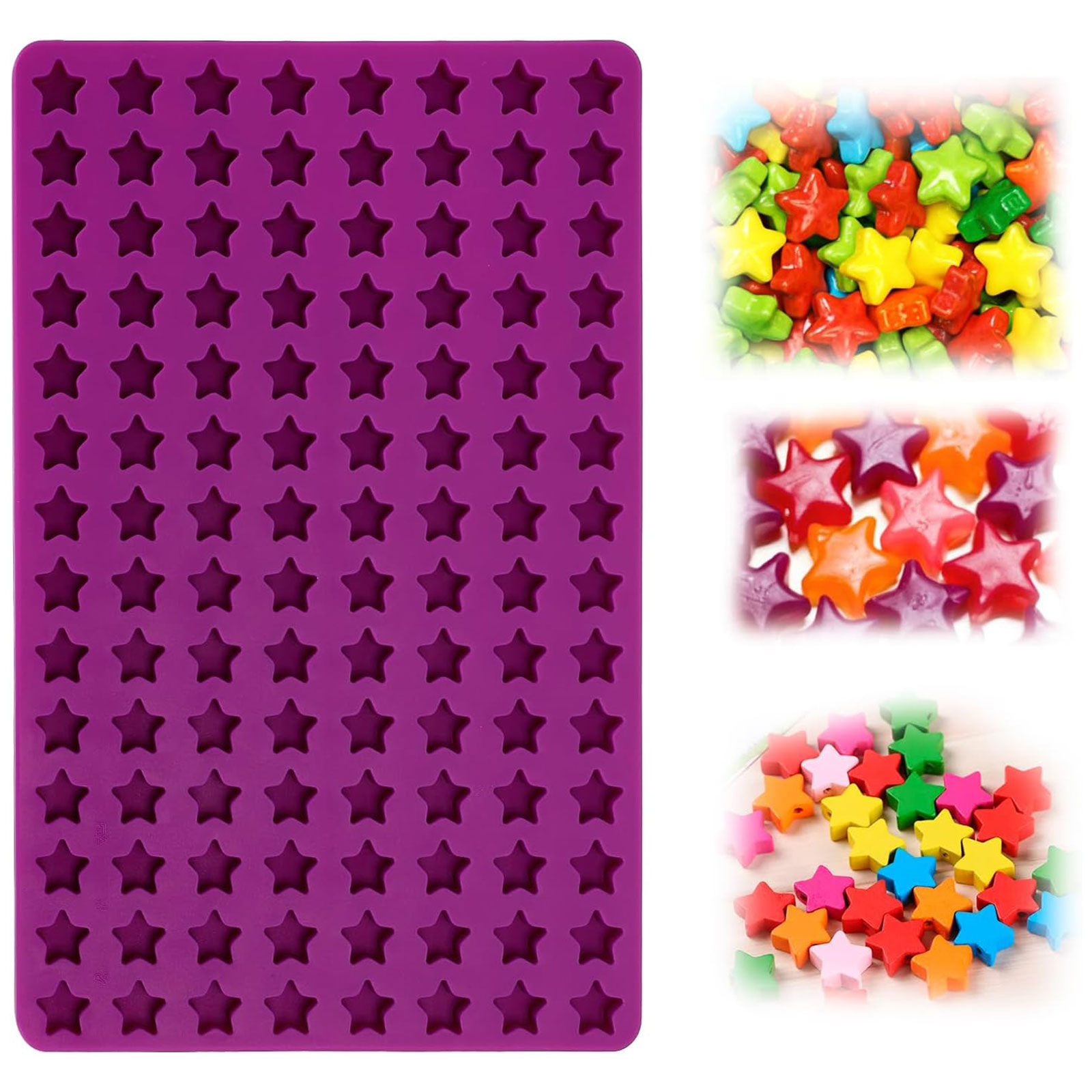 Gummy Candy - 112個のミニスター型シリコンモールド、楽しい形のチョコレートモールド、自家製ドッグトレーニング用おやつ、グミ、キャンディー、チョコレートチップス用