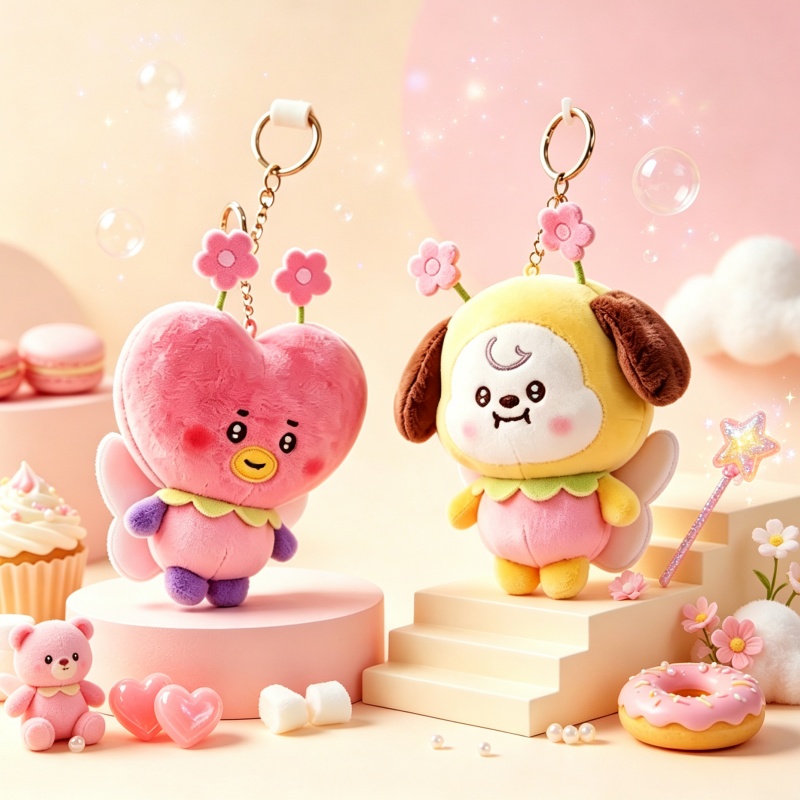 Cookies Pack - BT21 桜の花シリーズ ぬいぐるみキーホルダー かわいい CHIMMY COOKY