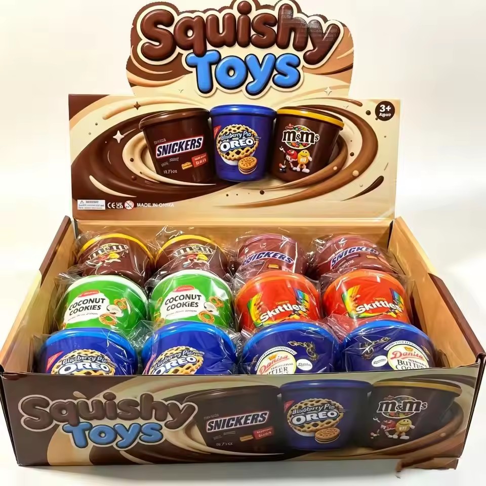 Chocolate Snack - 人気商品！かわいいミニサイズの、本物そっくりのスナックバケツ型、ゆっくりと元に戻る、指で押すと音が鳴る、柔らかいシリコン製、ストレス解消に最適、クリスマスギフト。