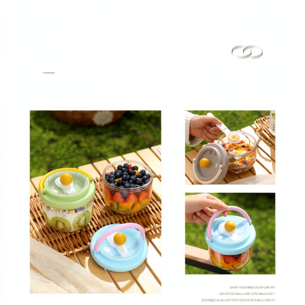 Healthy Snacks Food - オフィス、学校、旅行に最適な、持ち運び可能なサラダ容器。取っ手付きで、電子レンジで使用可能。健康的な食事の準備に。