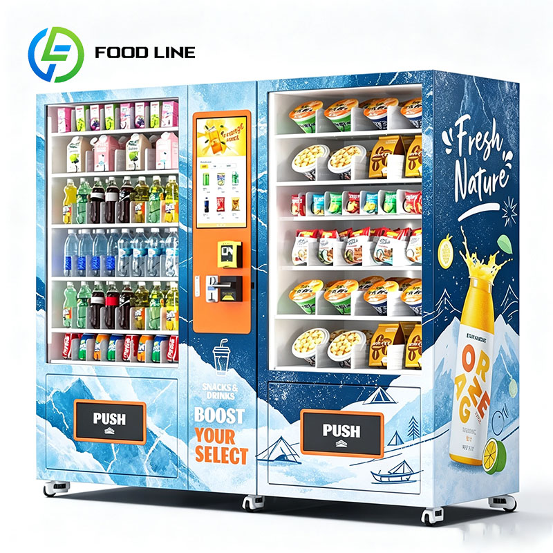 Food Snacks Drinks - 自動販売機、スナックの自動販売機、複合自動販売機、クラッカー、グラノーラバー、キャンディ、飲料、カスタマイズ可能
