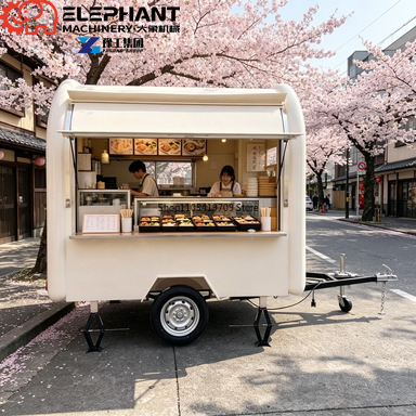 街頭販売用ラウンドフードトレーラー、スタイリッシュな曲線型ス - Food Snacks Catering のレビューと価格