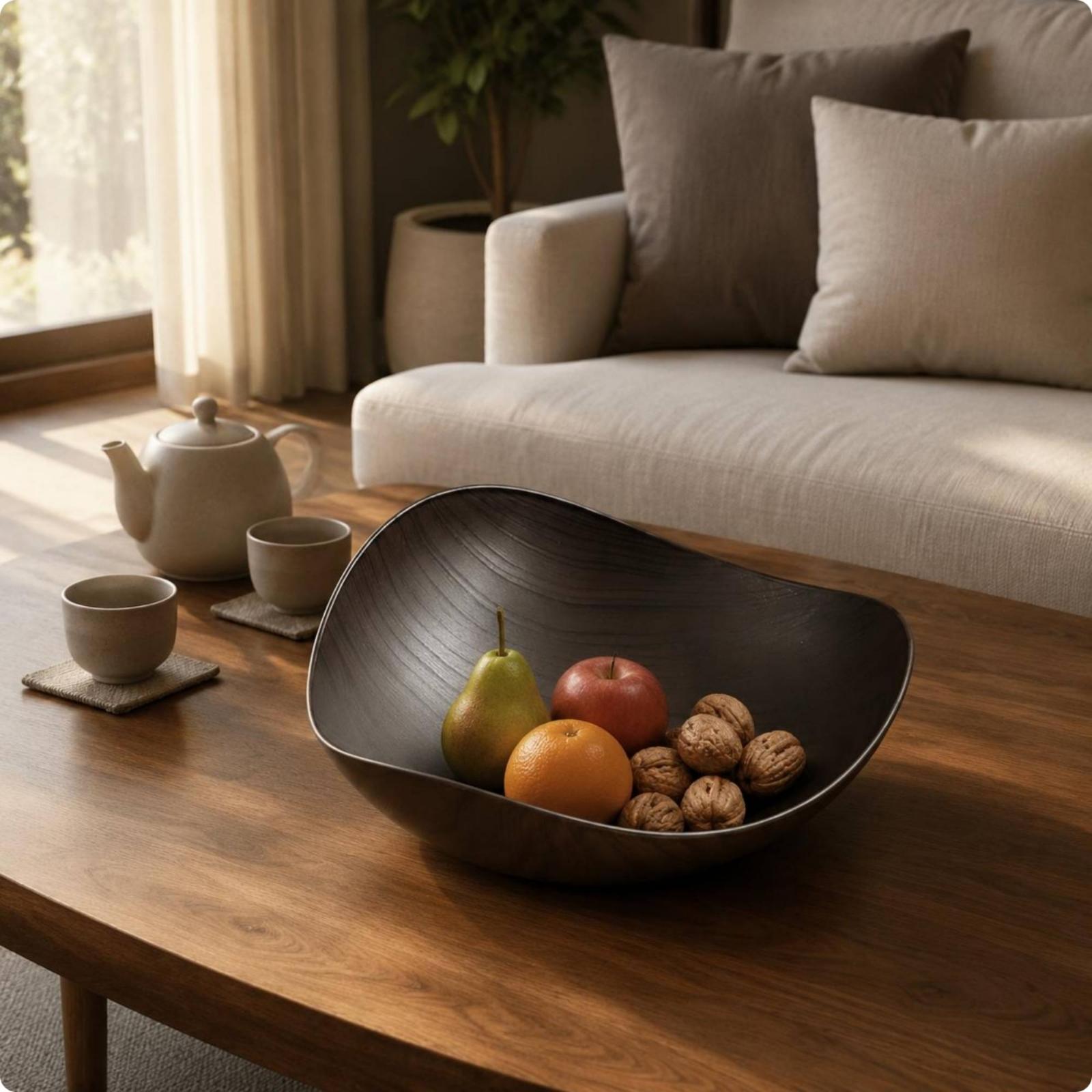 木目調のプラスチック製フルーツボウル。丈夫なトレイで、ナッツ - Dried Fruit のレビューと価格