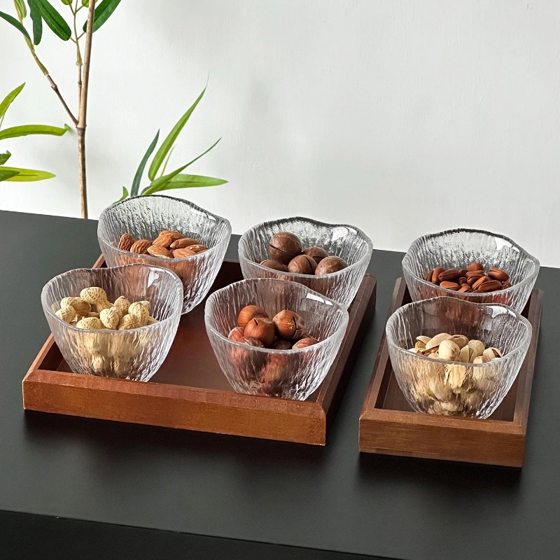 透明ガラスカップ分割ナッツトレイドライフルーツプレートトレイ - Dried Fruit のレビューと価格
