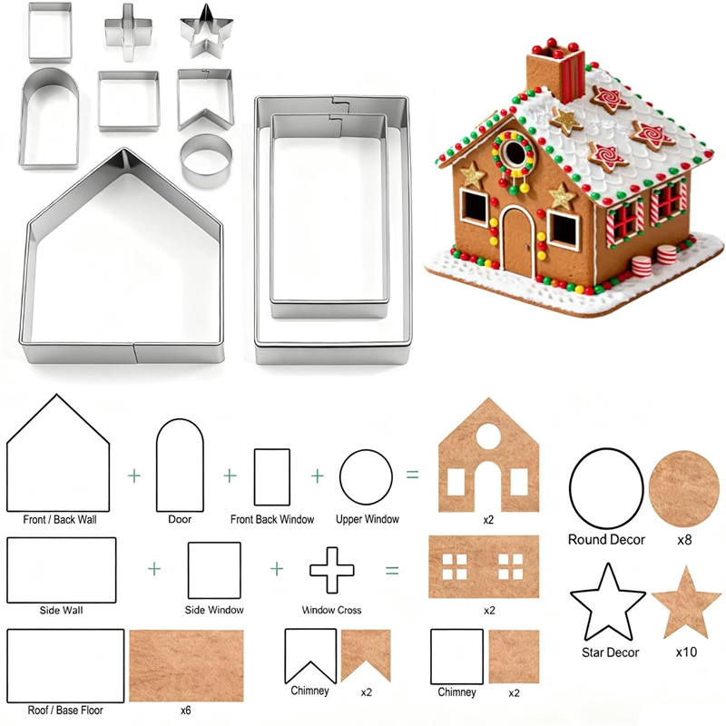 3Dクリスマスジンジャーブレッドハウスクッキーカッターセット - Cookies Pack のレビューと価格